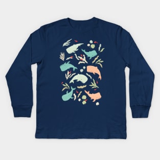 Pastel Whales Kids Long Sleeve T-Shirt